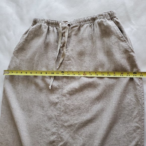 Silhouettes Plus Size 1X 100% Linen Skirt Pockets Elastic Waist Back Slit Beige - Picture 11 of 12